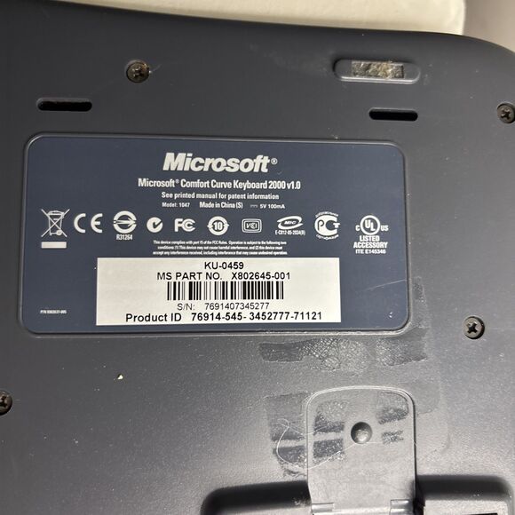 MICROSOFT Comfort Curve Ergonomic Keyboard 2000 v1.0 Wired Black Missing Feet - Picture 4 of 6